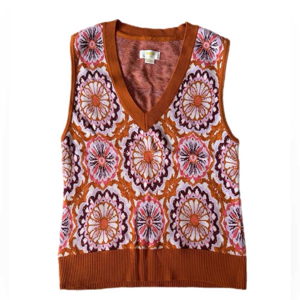 Maeve by Anthropologie Jacquard Sweater Vest Honey size small - Picture 12 of 16